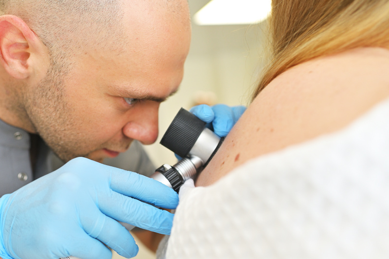 Dermatoscope on skin